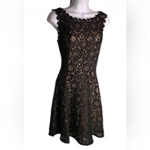 JODI KRISTOPHER - Black‎ Lace with Tan Lining Sleeveless Dress - Junior Size 13